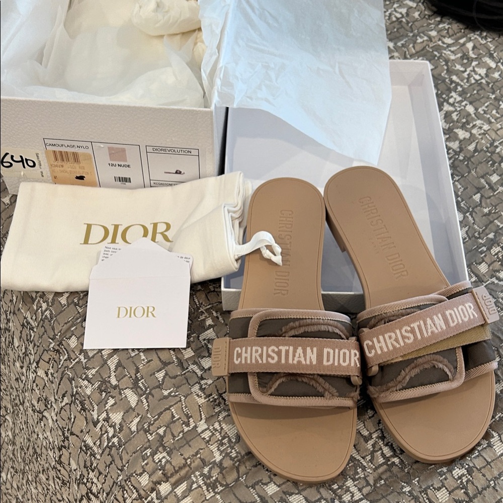 Dior Women's Beige and Brown Slide Sandals